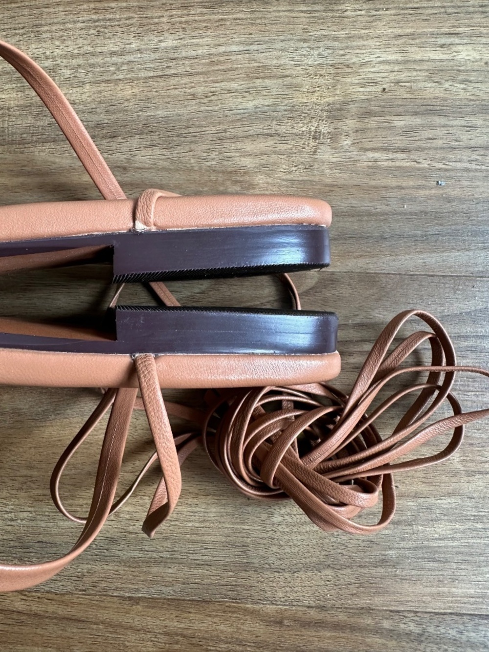 Madewell Carrie Lace Up Leather Sandals, Desert Camel, Sz 7.5 - Picture 6 of 8